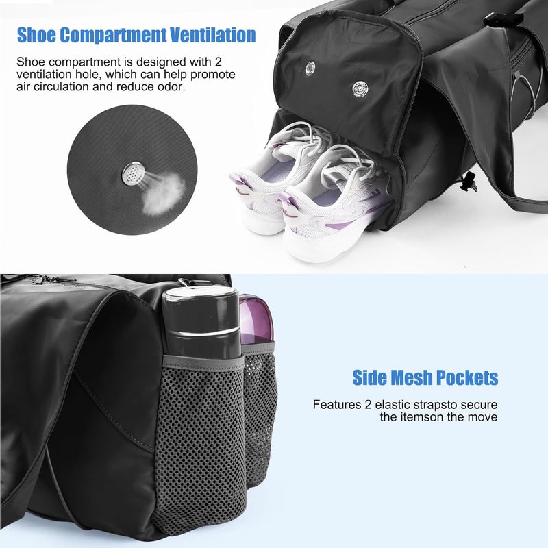 forestfish Gym Bag For Women With Yoga Mat Holder & Shoe Compartment & Wet Dry Storage Pocket & Adjustable Strap - Image 4